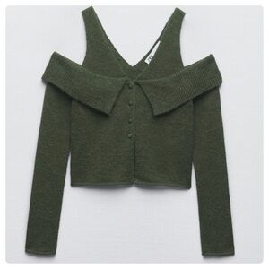 Zara Wool Blend Knit Sweater Green Size Medium